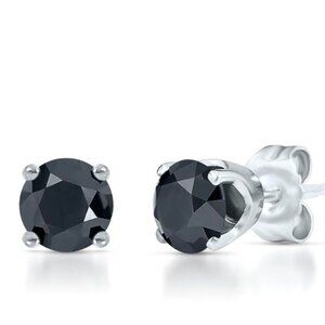 Diamond Earrings 2.00 CTW Black Diamond Stud Earrings – 10K White Gold